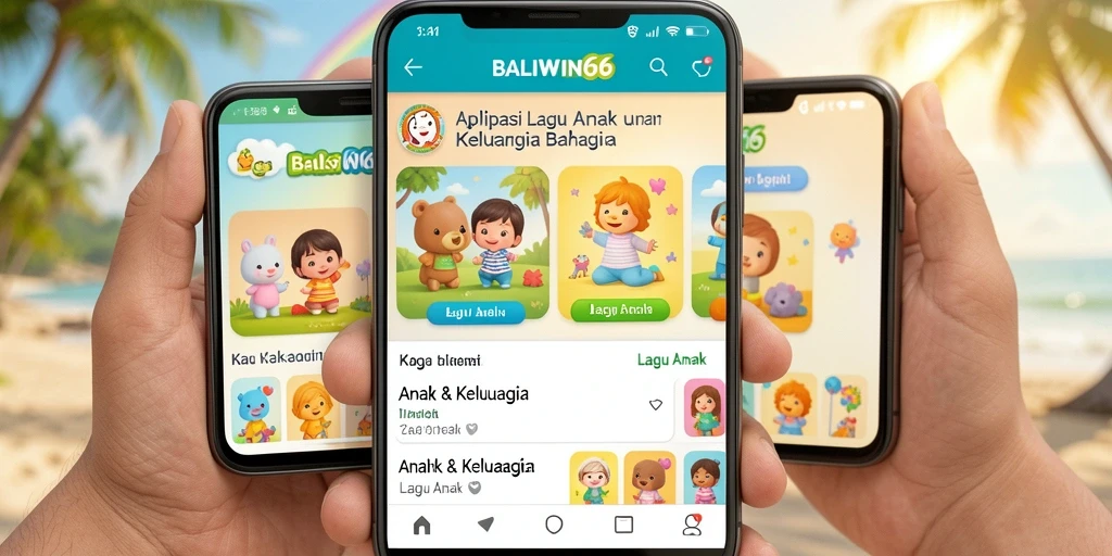 Antarmuka aplikasi BALIWIN66 menampilkan lagu anak yang menarik dan interaktif.