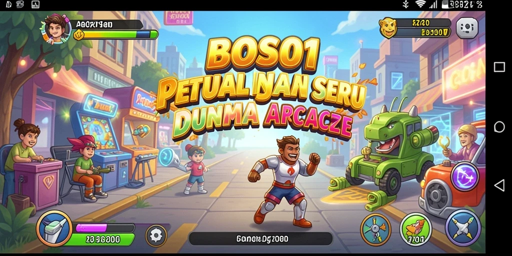 Antarmuka game Arcade BOS01 dengan desain menarik dan intuitif.