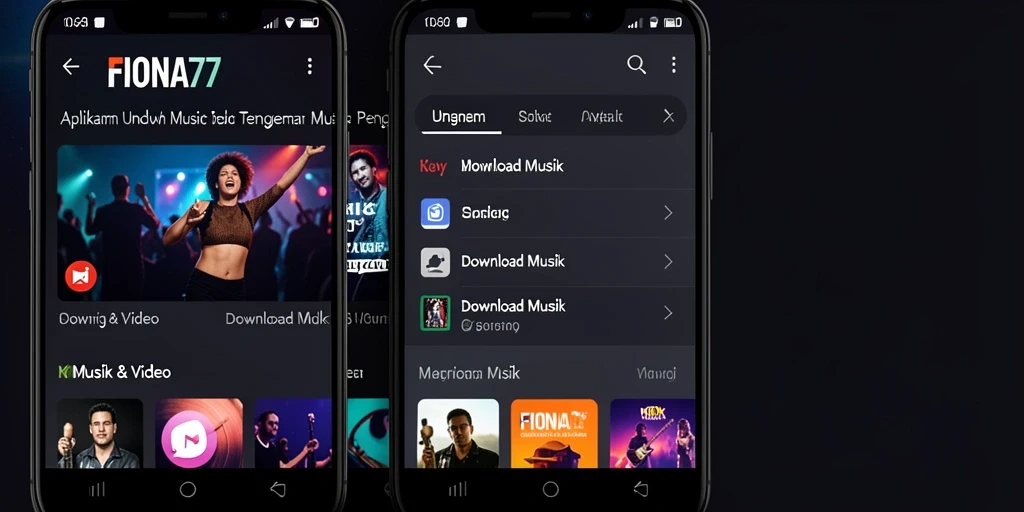 Antarmuka FIONA77 menampilkan fitur Download Musik yang sederhana dan efisien.