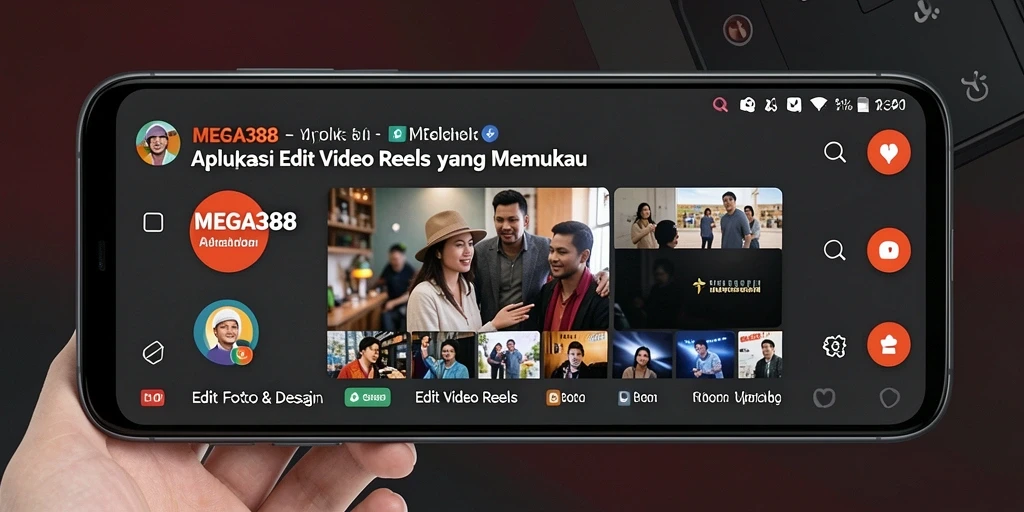 Antarmuka MEGA388 menampilkan fitur Edit Video Reels yang lengkap dan modern.