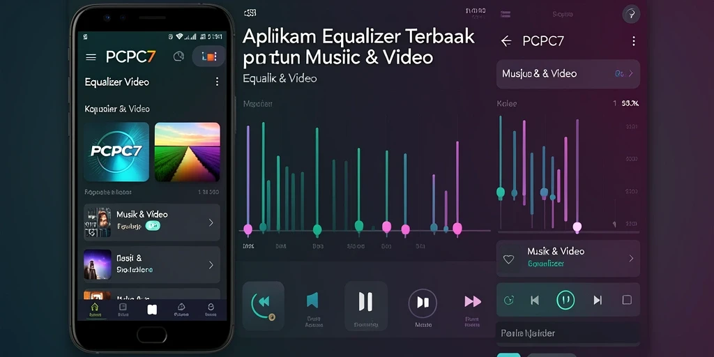 Antarmuka aplikasi PCPC7 dengan pengaturan Equalizer yang interaktif.