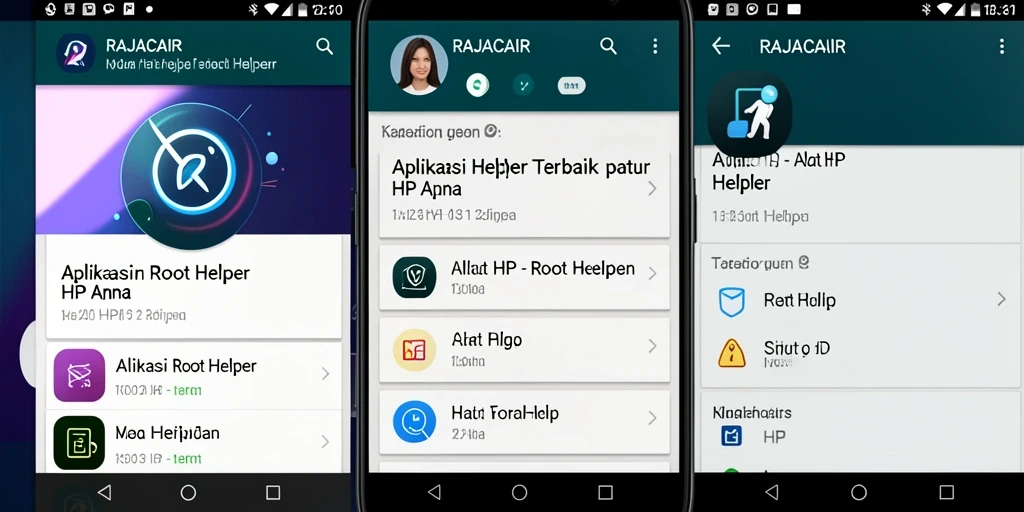 Tampilan antarmuka aplikasi RAJACAIR sebagai Root Helper.