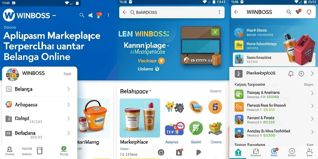 Tampilan antarmuka aplikasi WINBOSS yang user-friendly untuk belanja online.